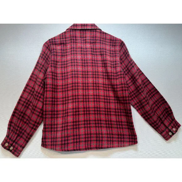Woolrich Wome's Zip Up Cardigan Shirt Jacket Long Sleeve Size S Red Black Plaid - Picture 2 of 10